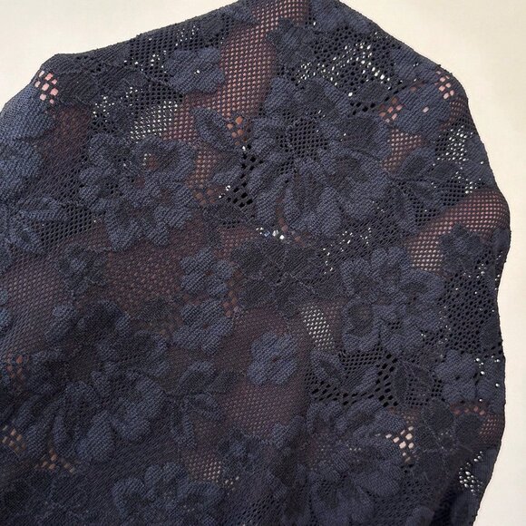 Black Elegant Women's Sexy Lace Long Sleeve Blouse - Picture 8 of 8